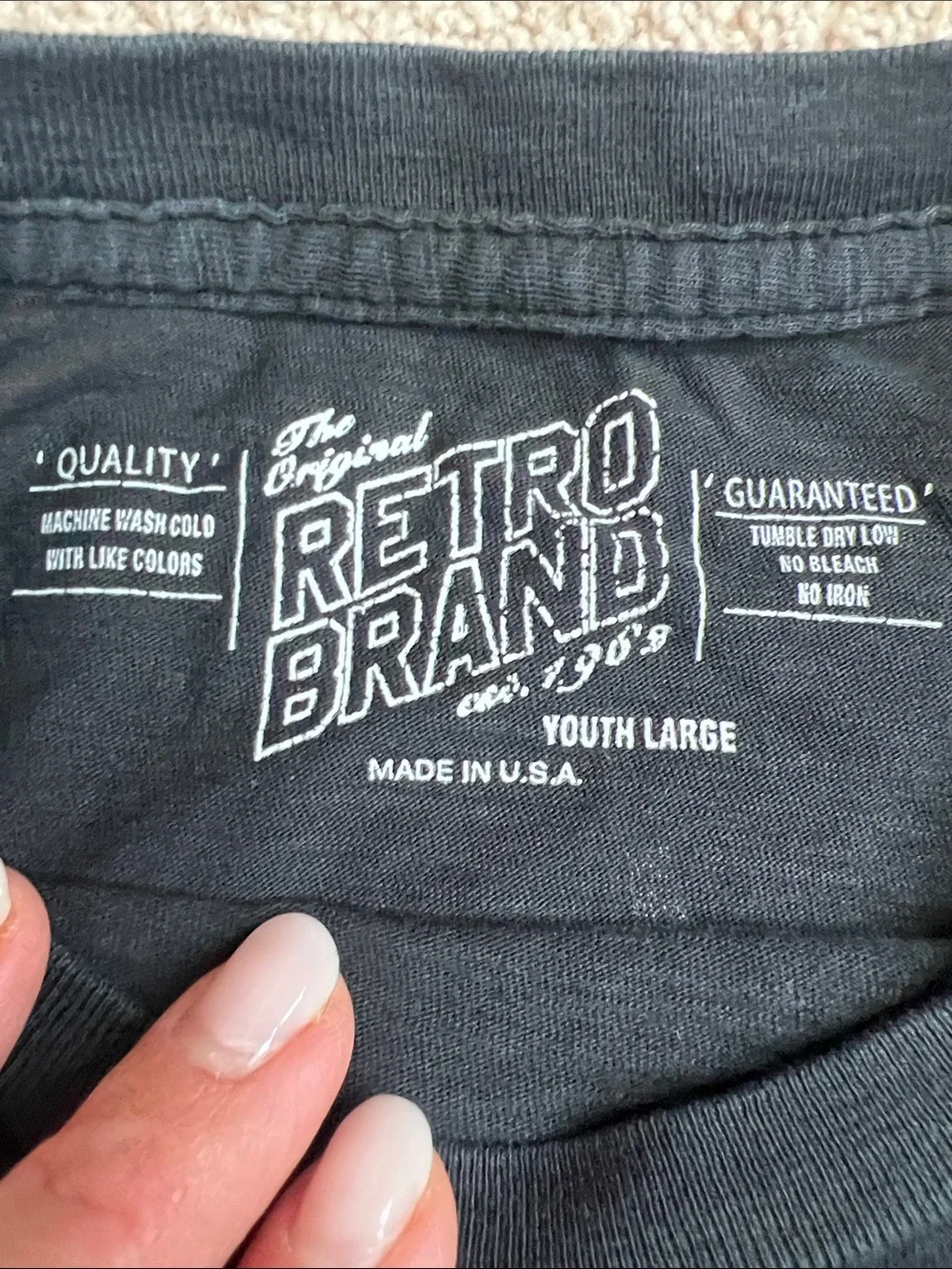 Original Retro Brand Kids Black Tee with Pink Lightning Bolt
